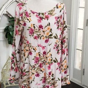 Primi Floral Pattern Long Sleeve Tunic Size Small